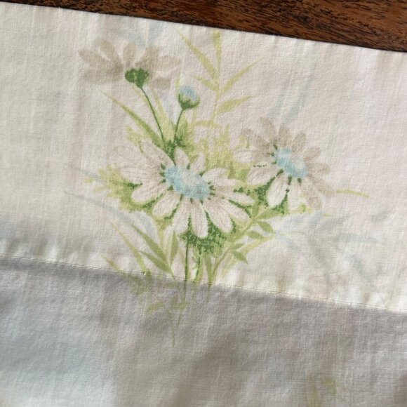 Vintage Springmaid Wondercale King Size Flat Sheet Daisy Floral Pattern No Iron - Picture 5 of 8